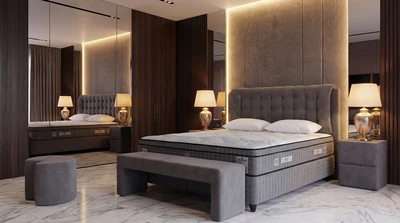 Dormitor modern cu accente hoteliere: amenajare elegantă cu setul Lateks Comfort