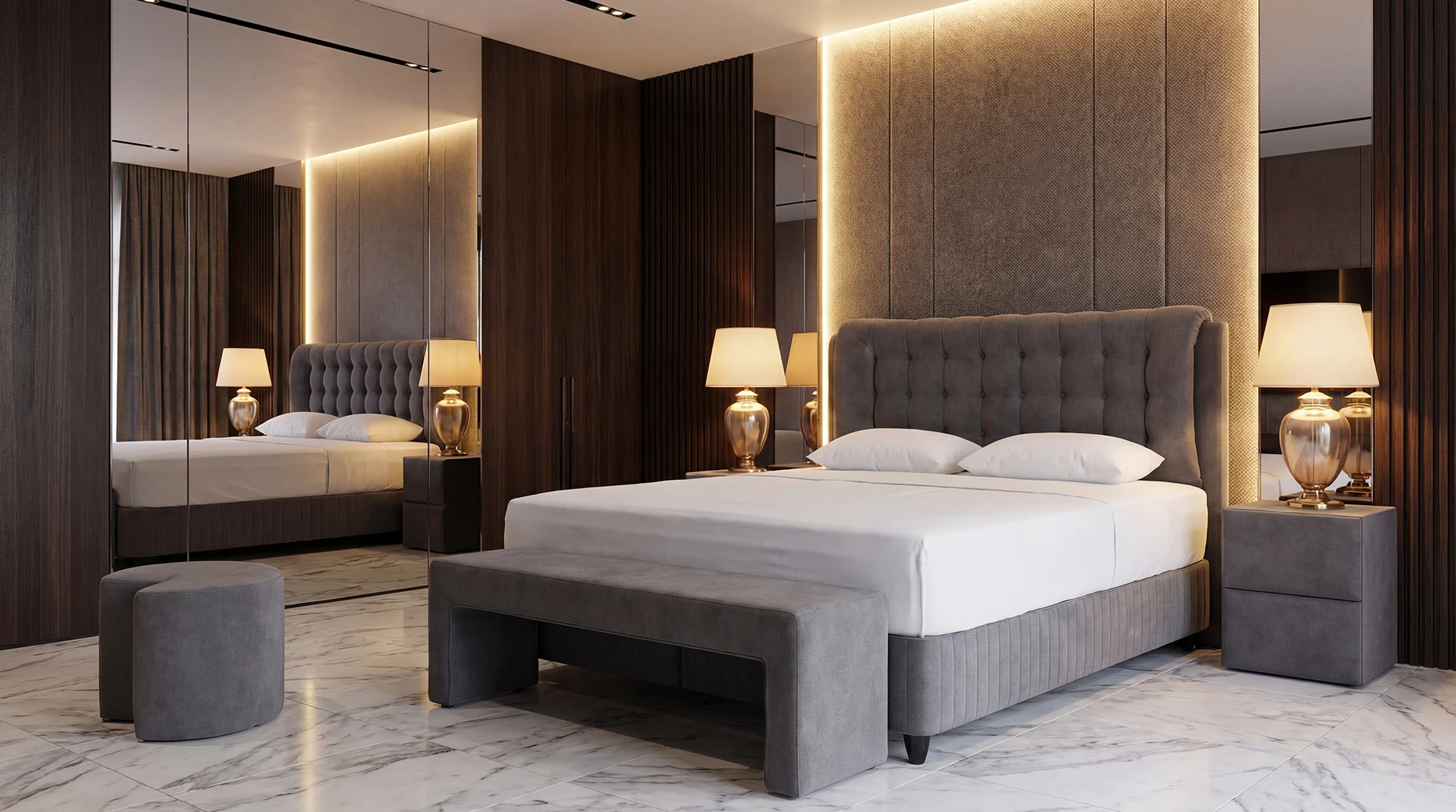 Dormitor modern cu accente hoteliere: amenajare elegantă cu setul Lateks Comfort